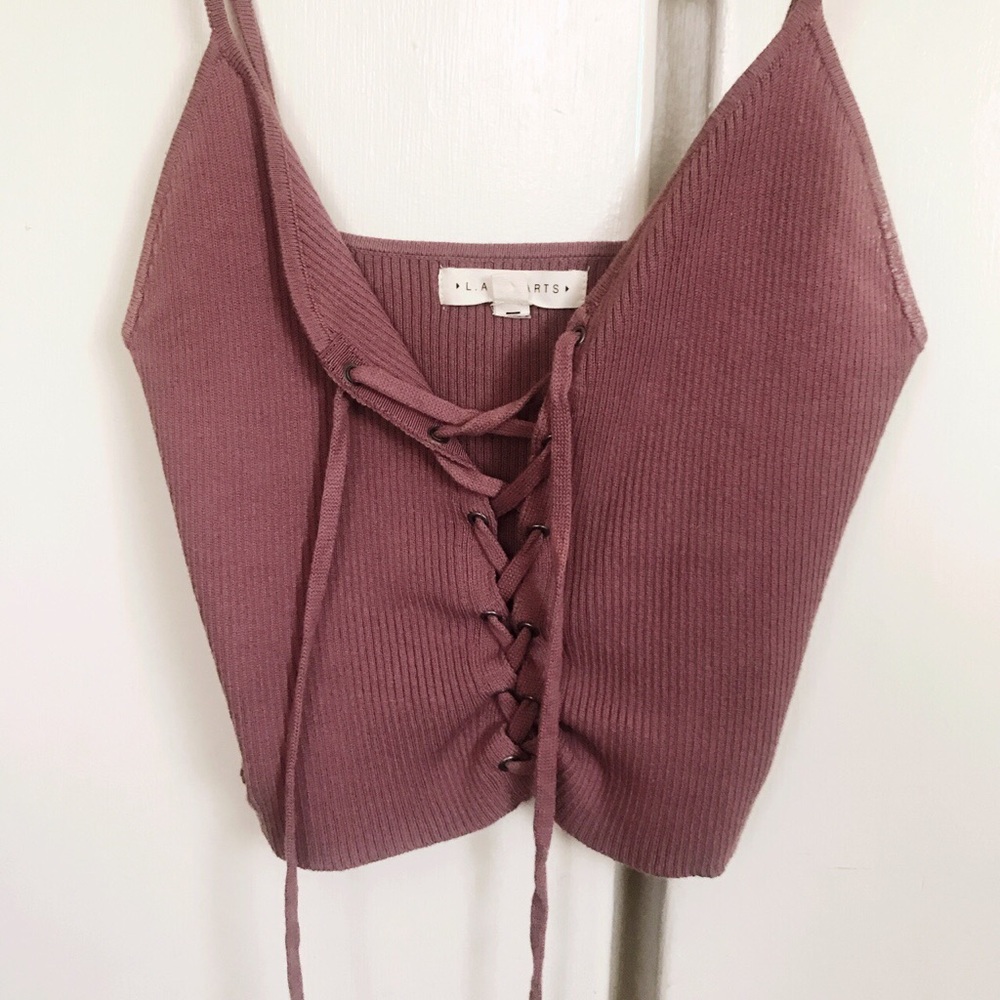Lace up mauve crop top 💘